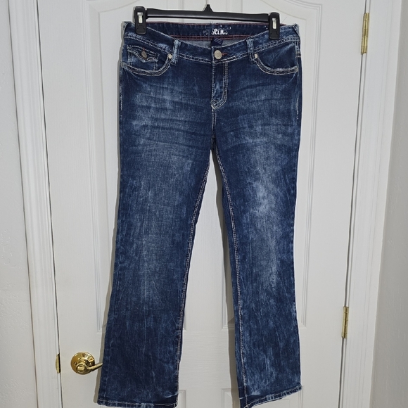 Series 31 Denim - Series 31 Selena Dark Blue Boot Cut Embroidered Pocket Jeans Size 13